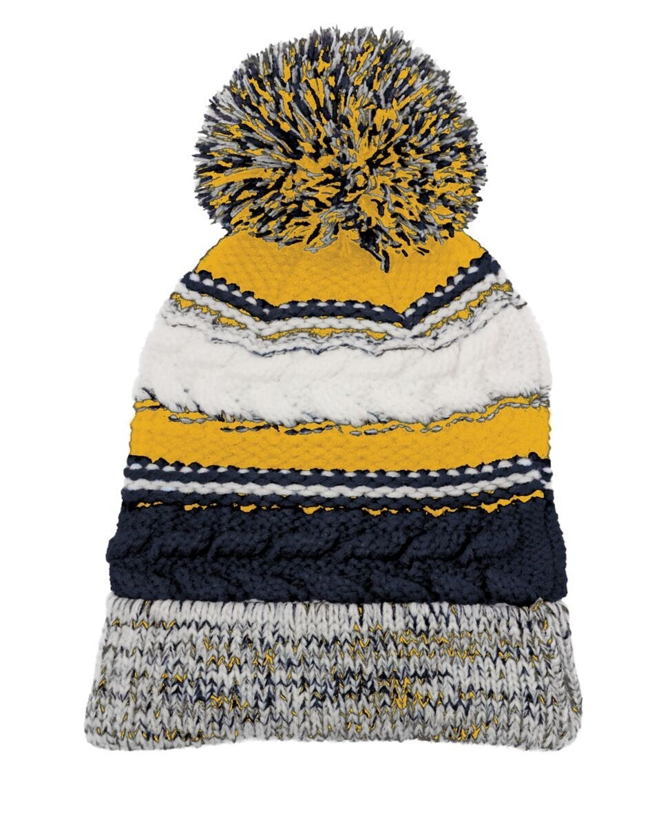 Norse Pom Pom Team Beanie, True Navy/Gold/White